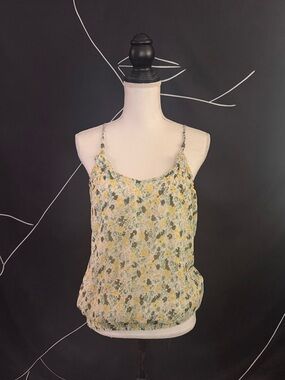 Vintage Multiblu Floral Yellow Green Spaghetti Strap Tank Top